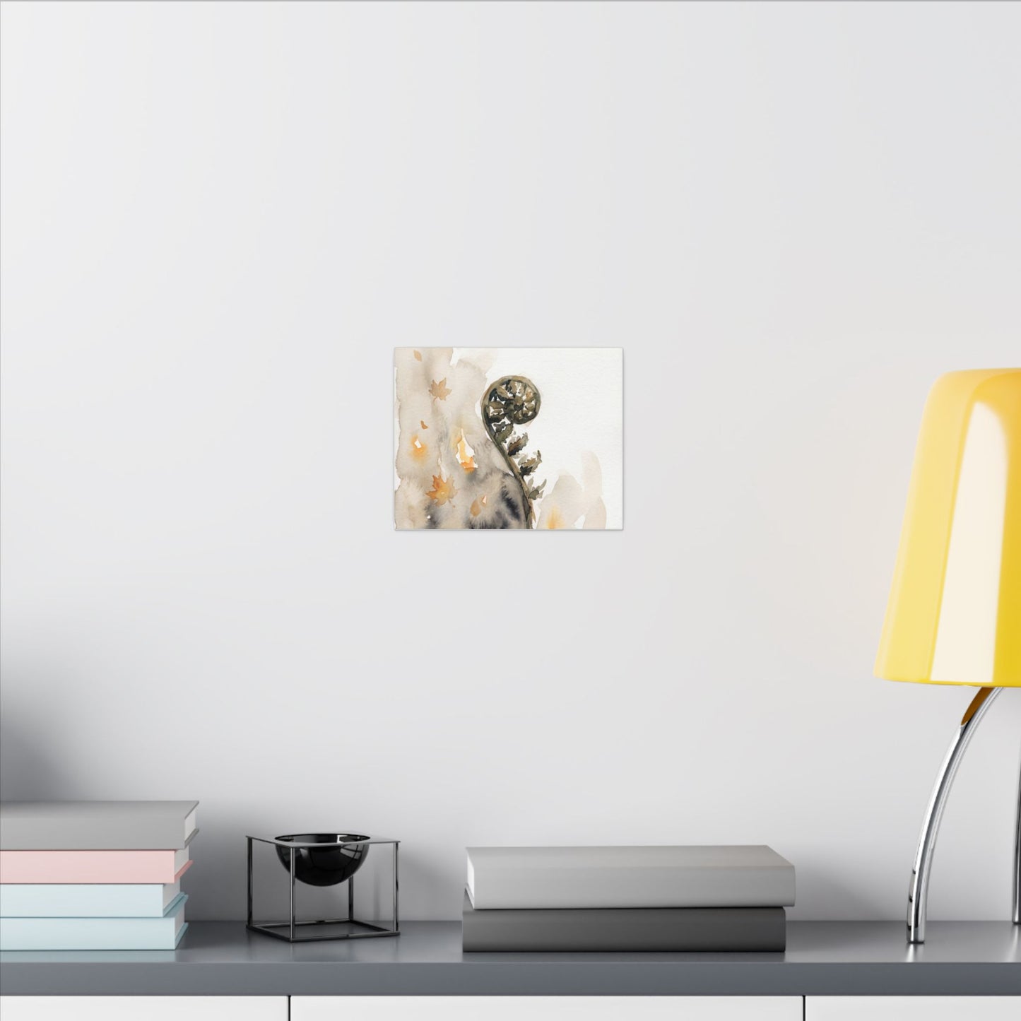 Fern Unfurling Watercolor Canvas Art | Earthy Japandi Art