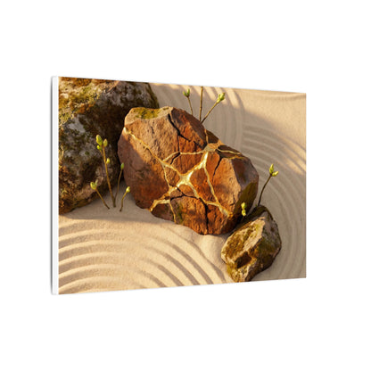 Kanso Rock Garden Canvas Art - Kintsugi Crackle Gold