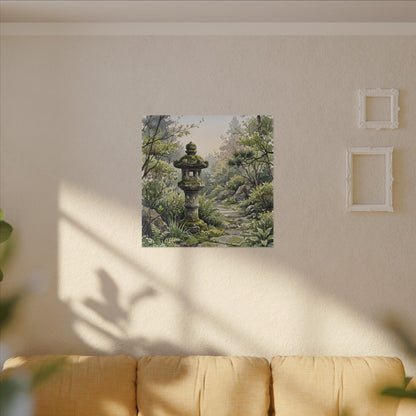 Neutral Stone Lantern Canvas Art - Watercolor Japandi