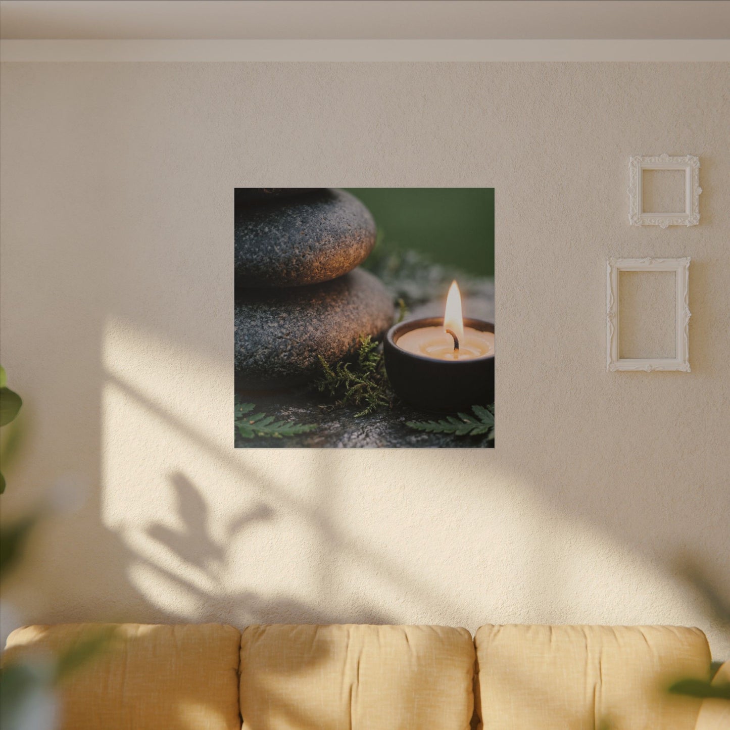 Warm River Stones Canvas Art - Japanese Pattern Japandi