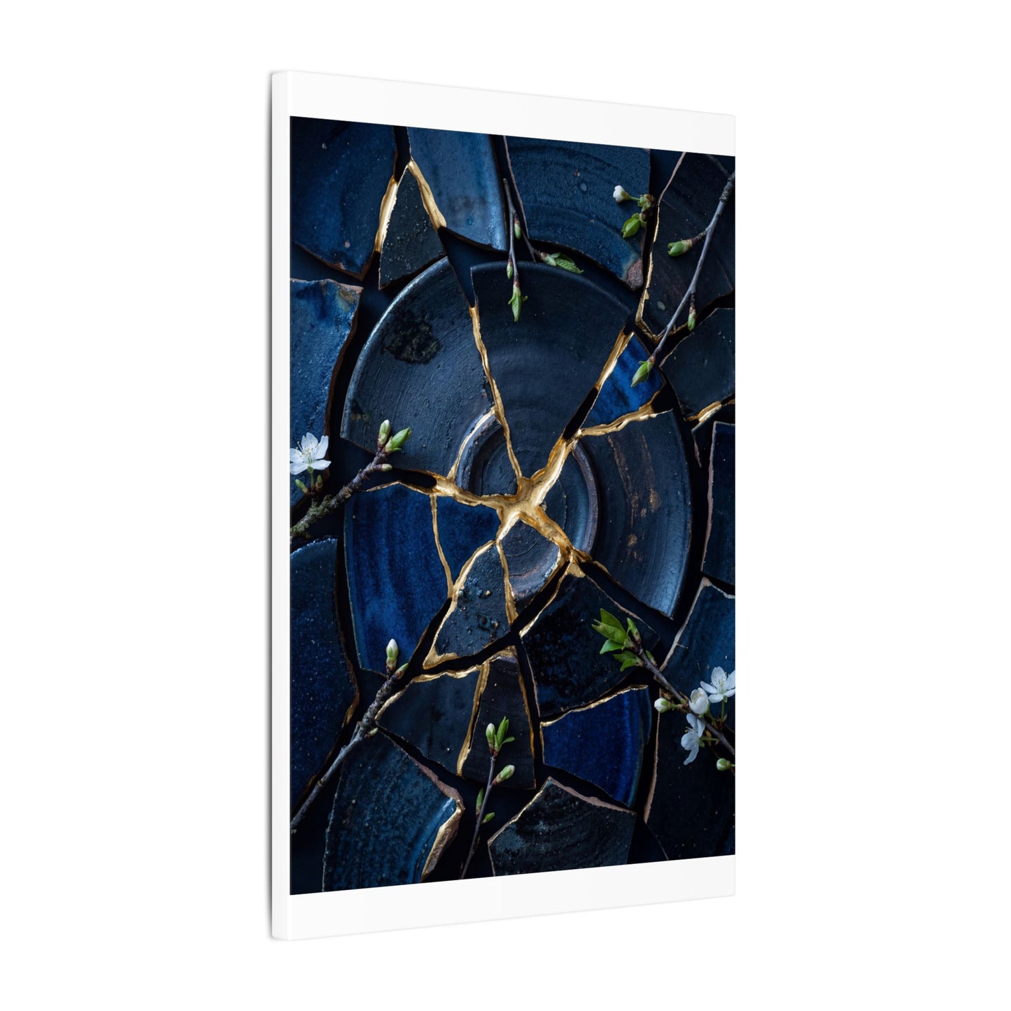Moonlight Broken Pottery Canvas Art - Kintsugi Fukinsei