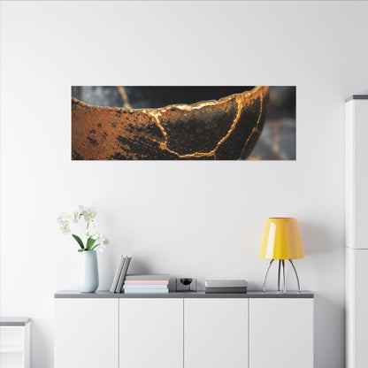 Kintsugi Ceramic Bowl in Golden Hour | Gold Vein Canvas Art