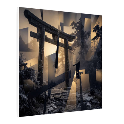 Winter Torii Gate Moody Minimal Canvas Art | Bold Decor