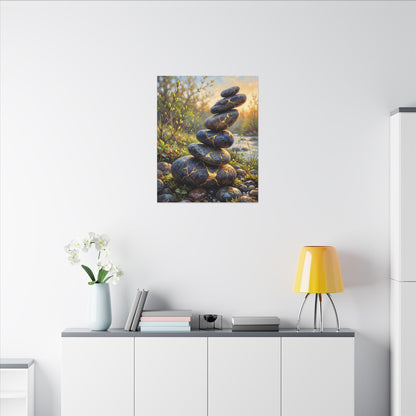 Spring River Stones Gold Repair Canvas Art | Healing Decor