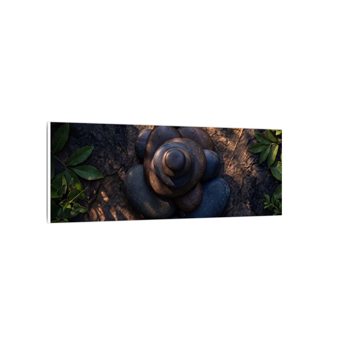 Ma River Stones Canvas Art - Dark Japandi Dark Texture