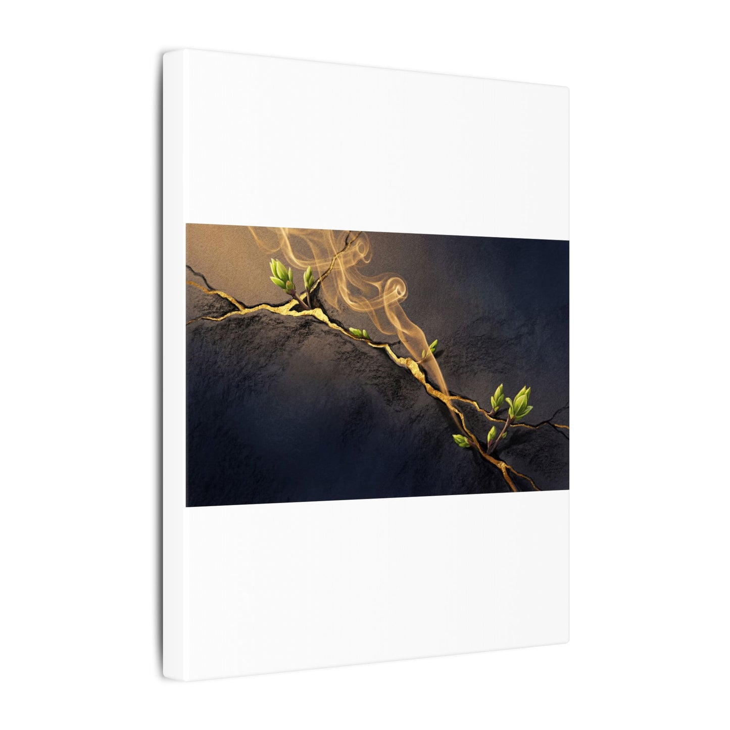 Spring Incense Smoke Gold Vein Canvas Art | Healing Decor