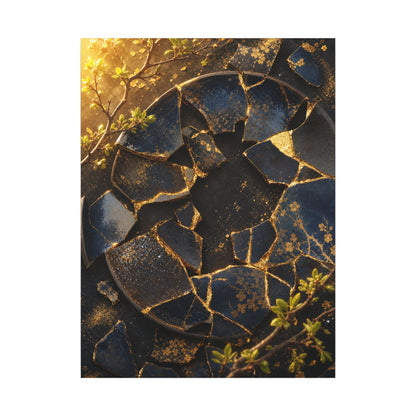 Golden Hour Broken Pottery Canvas Art - Kintsugi Ma