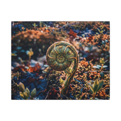 Kintsugi Fern Unfurling in Dappled | Gold Vein Canvas Art