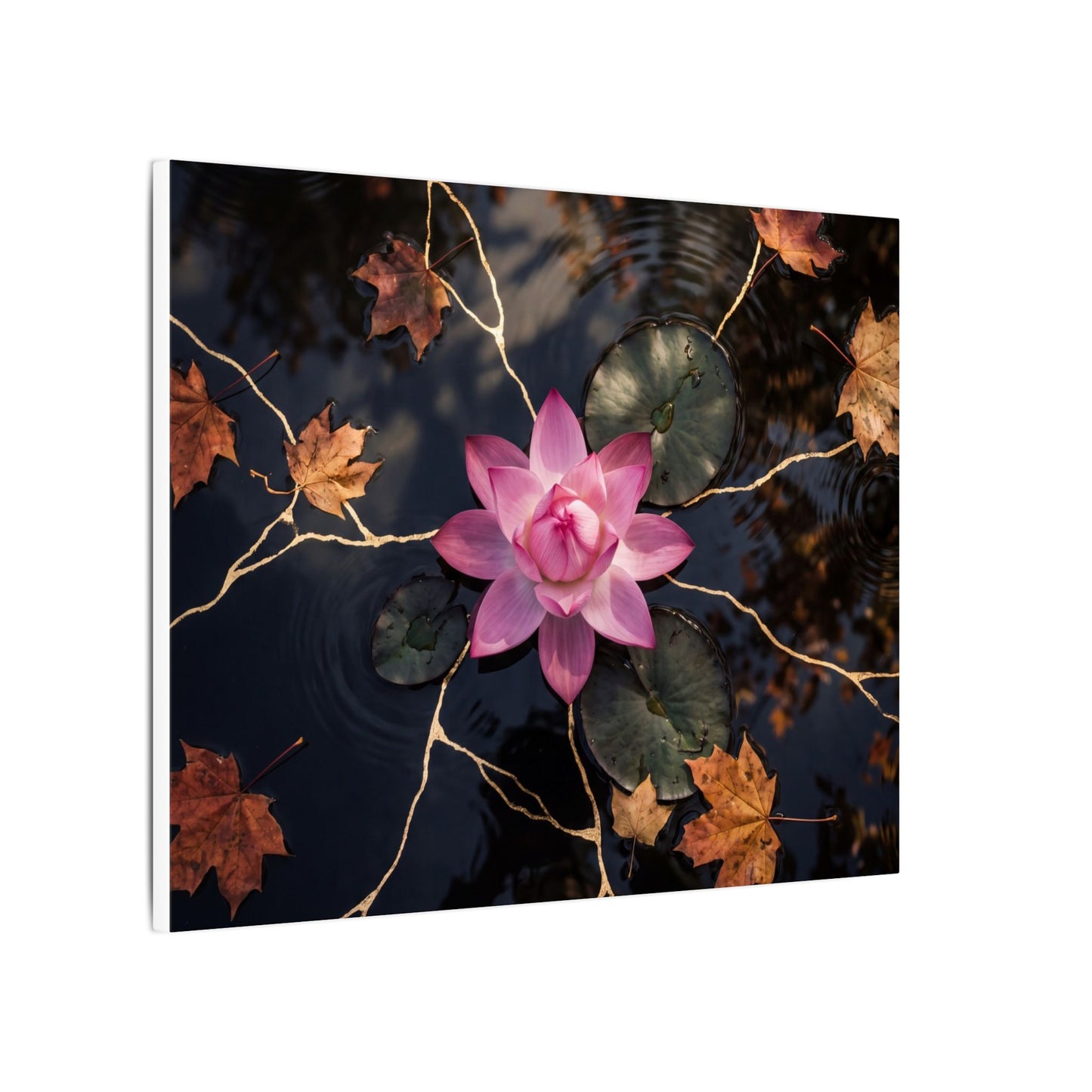 Ma Lotus Flower Canvas Art - Kintsugi Gold Vein