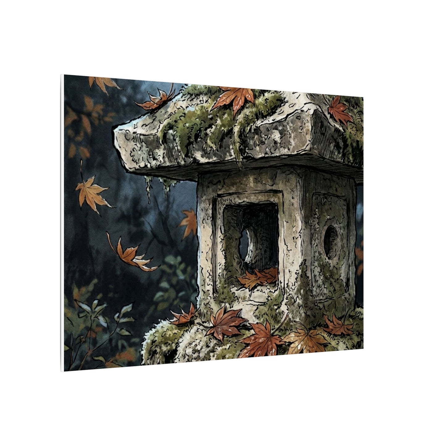 Shibui Stone Lantern Canvas Art - Japandi Minimal Line