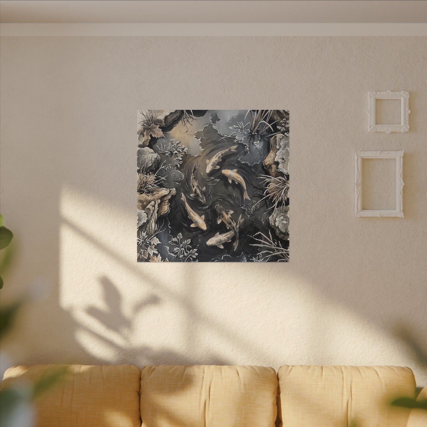 Koi Pond Canvas Art | Winter Japandi Japanese Pattern Art