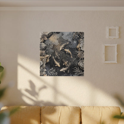 Koi Pond Canvas Art | Winter Japandi Japanese Pattern Art