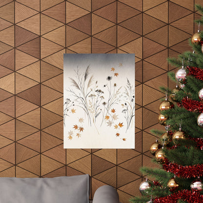 Dried Flowers Wall Art Print | Autumn Japandi Japanese Pattern Art