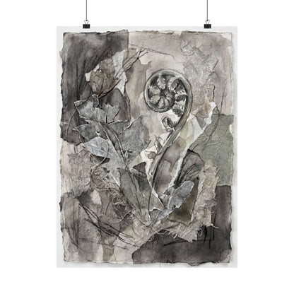 Mono No Aware Fern Unfurling Wall Art Print - Japandi Texture