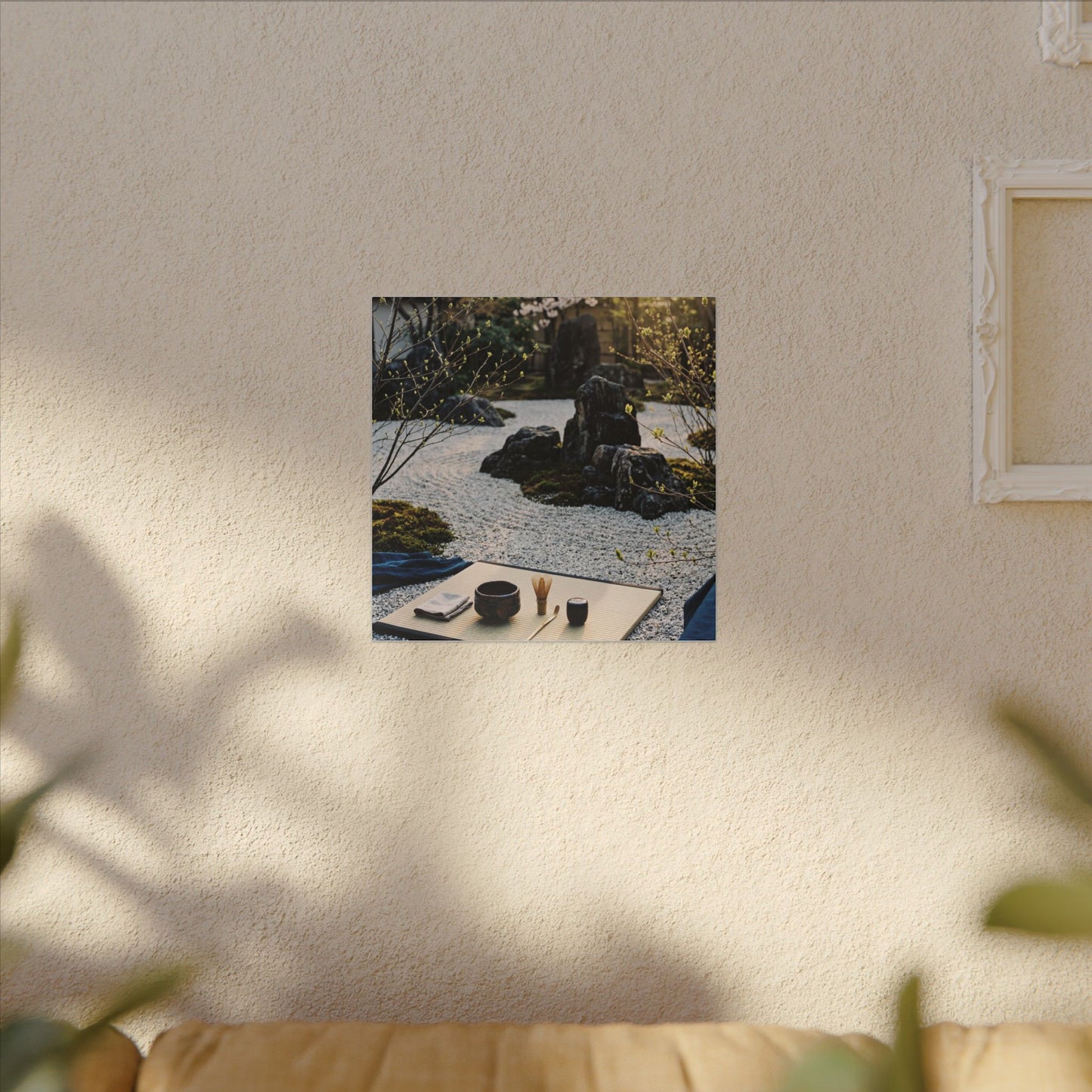 Zen Tea Ceremony in Golden Hour | Karesansui Canvas Art