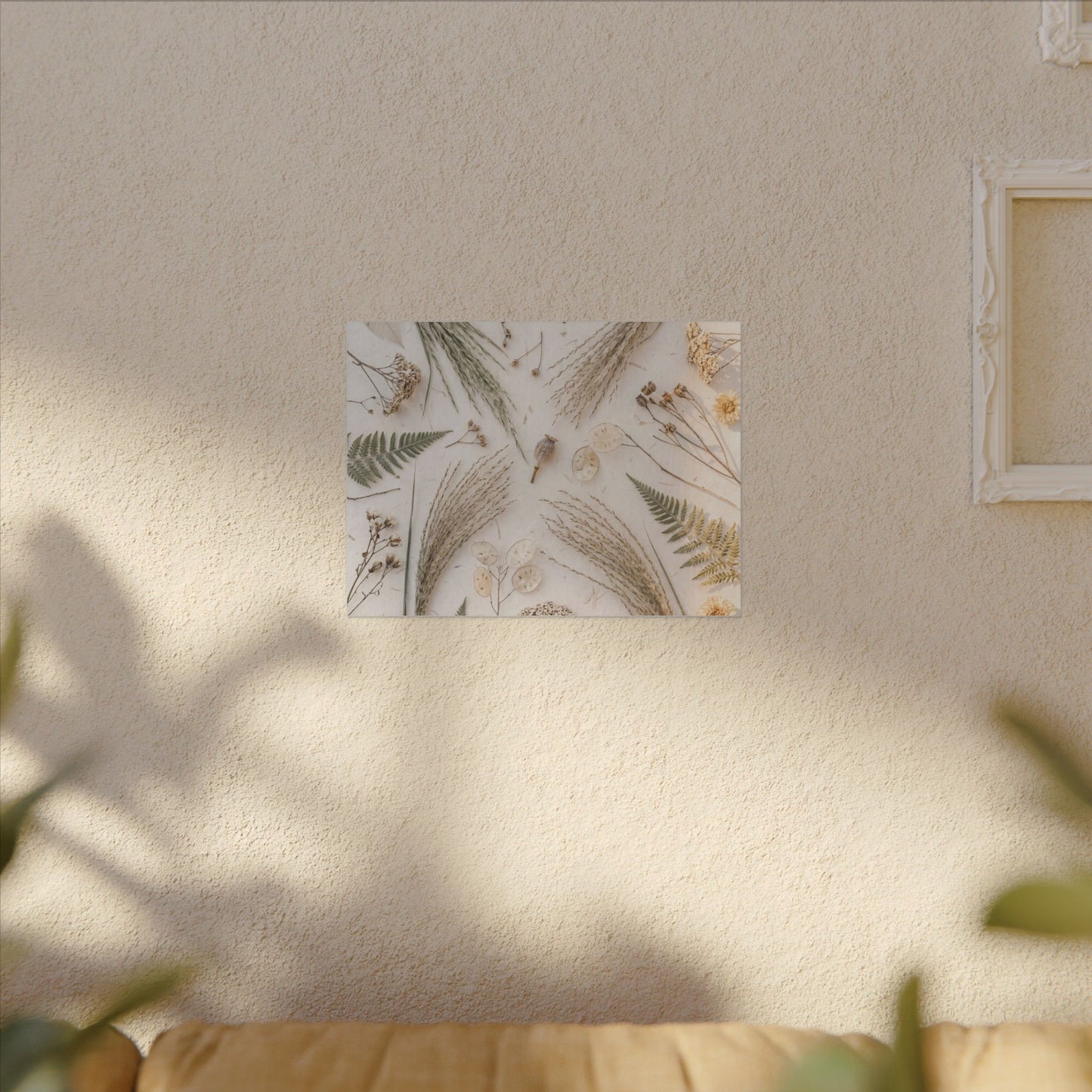 Elegant Dried Flowers Canvas Art - Japanese Pattern Japandi