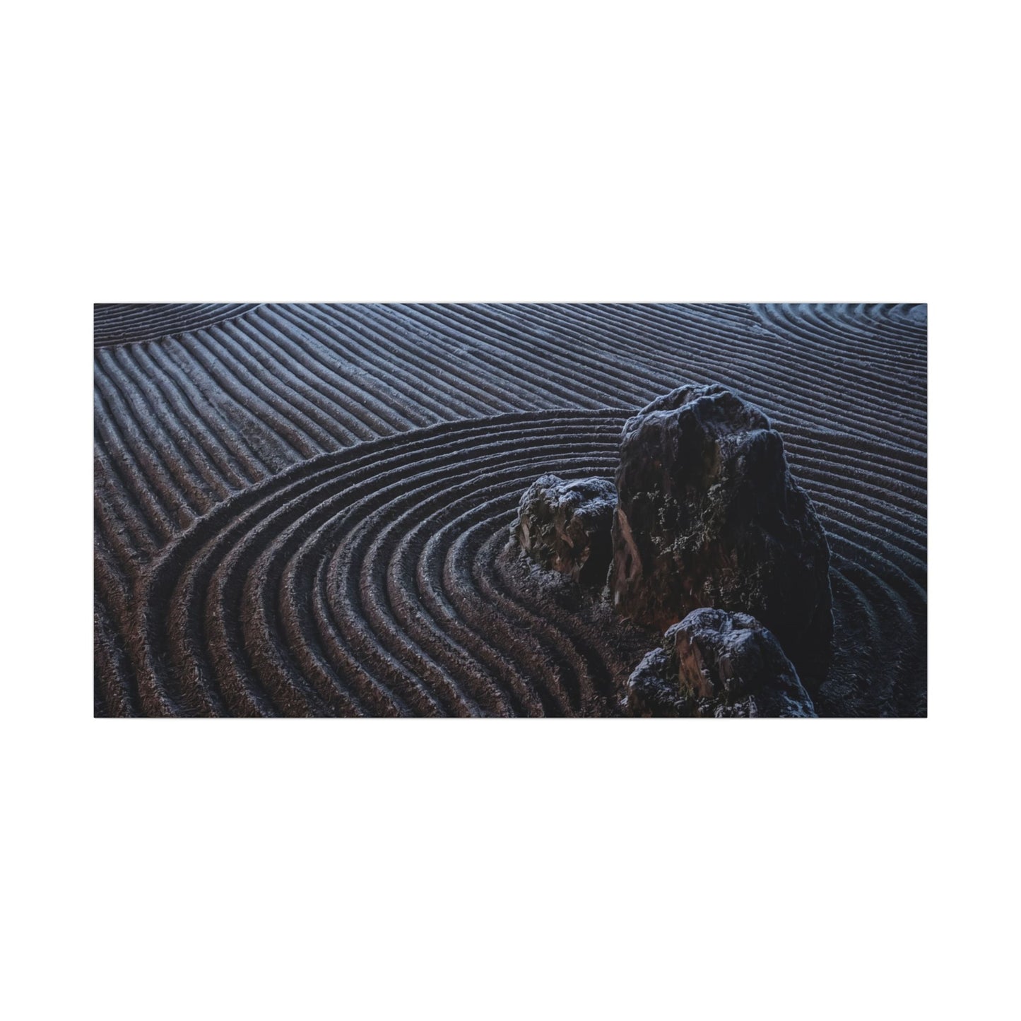Moonlight Rock Garden Canvas Art - Dark Japandi Seijaku