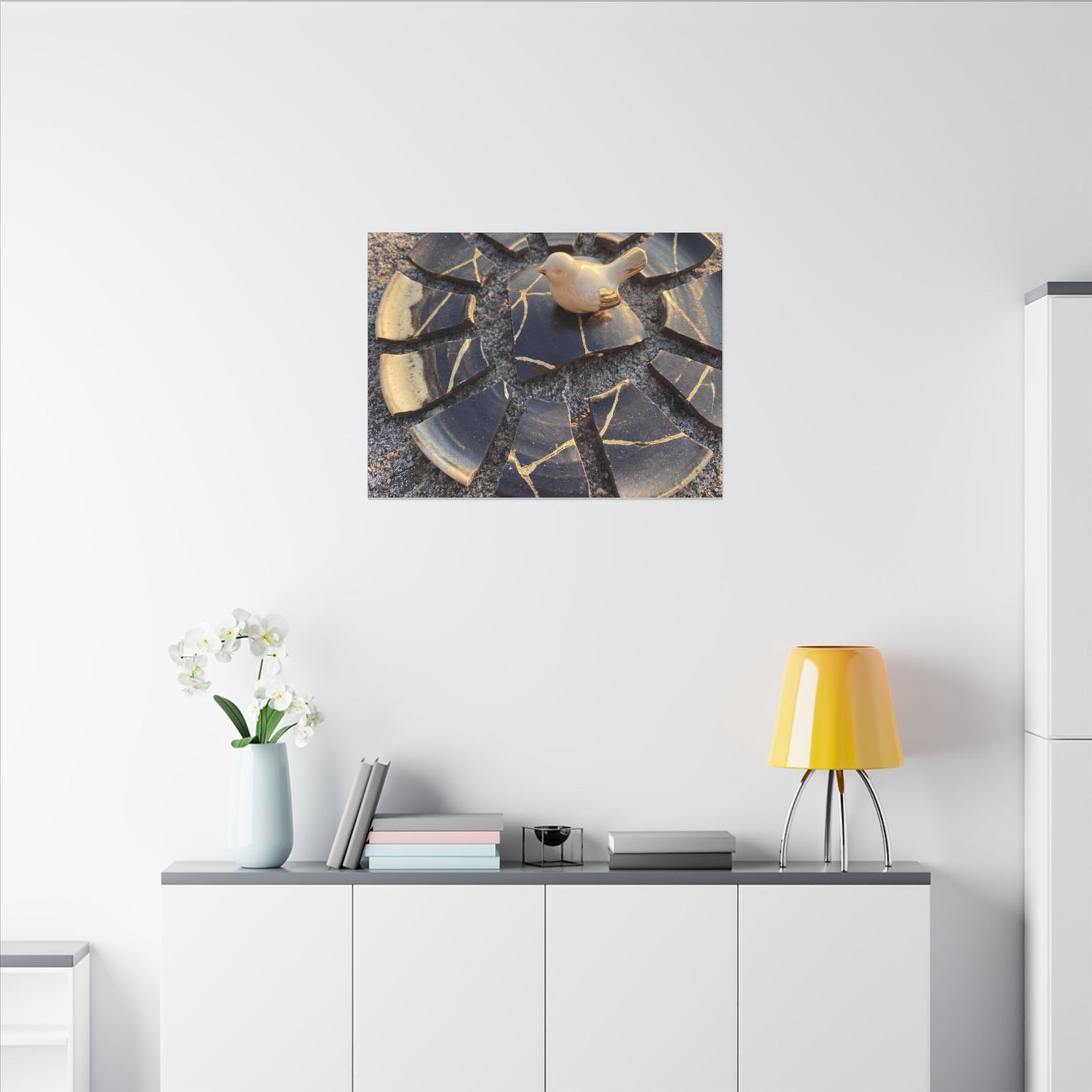 Golden Hour Broken Pottery Canvas Art - Kintsugi Datsuzoku