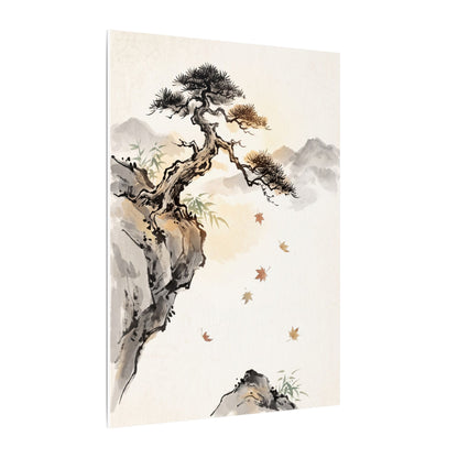 Peaceful Pine Tree Canvas Art - Sumi E Zen