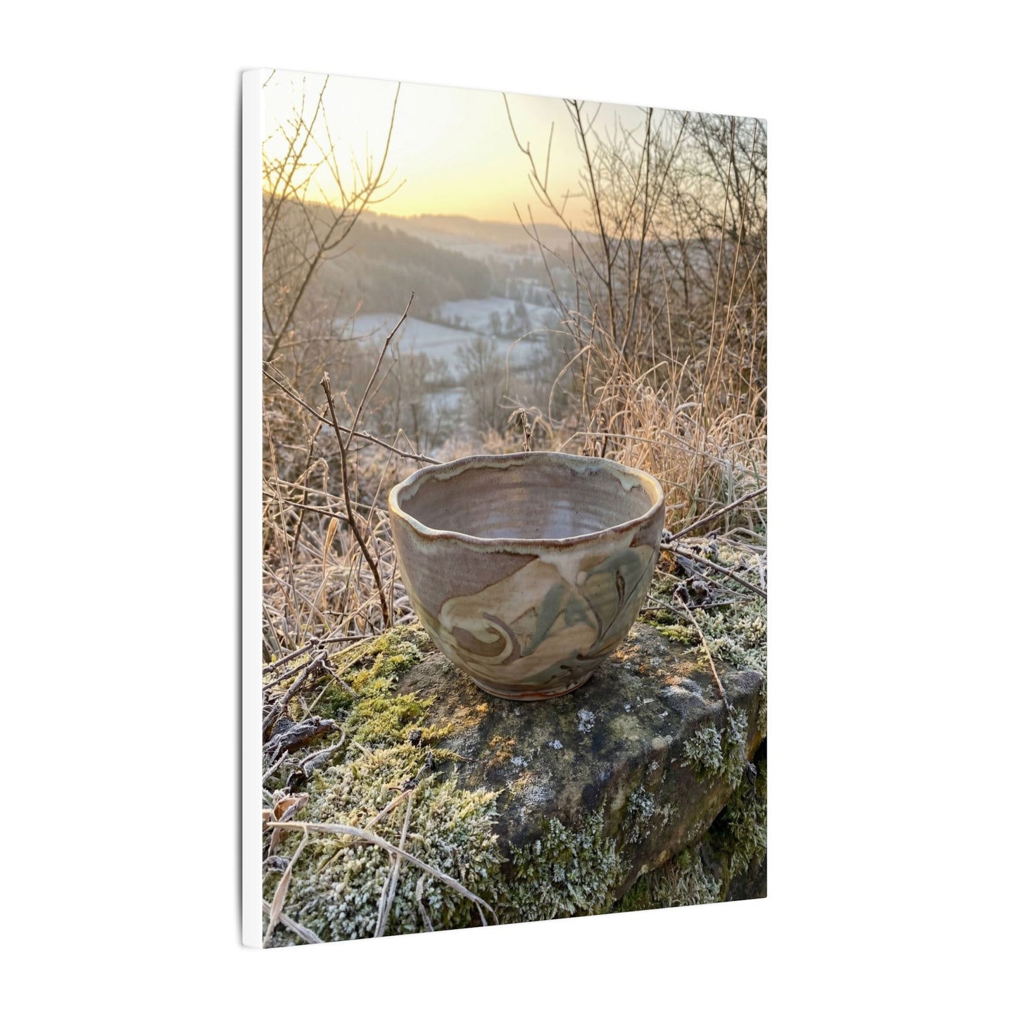 Golden Hour Ceramic Bowl Canvas Art - Japandi Shibui