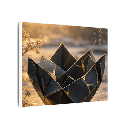 Kintsugi Paper Fold in Golden Hour | Gold Repair Canvas Art