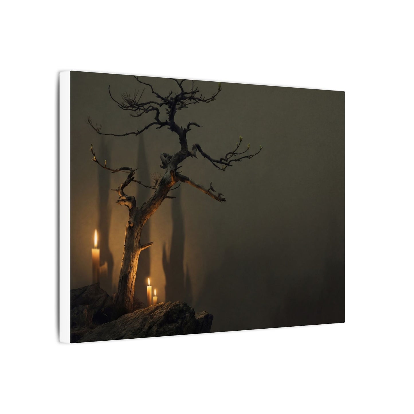 Ma Pine Tree Canvas Art - Dark Japandi Shadow Zen