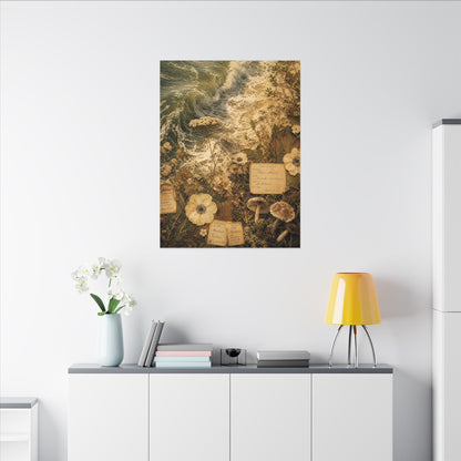 Spring Ocean Wave Herbarium Canvas Art | Nostalgic Decor