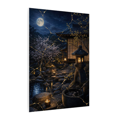 Seijaku Moonlit Garden Canvas Art - Kintsugi Gold Vein