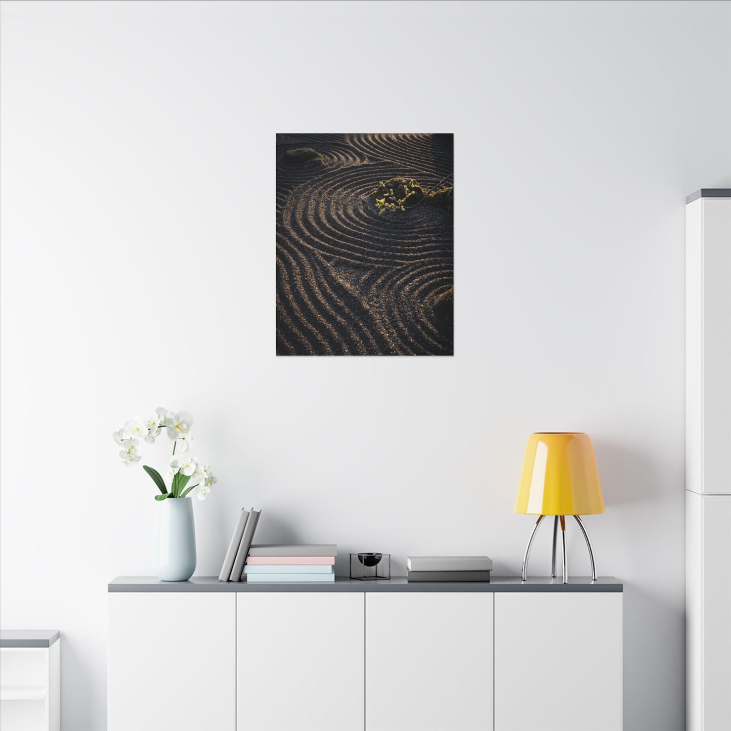 Spring Rock Garden Shadow Zen Canvas Art | Atmospheric Decor