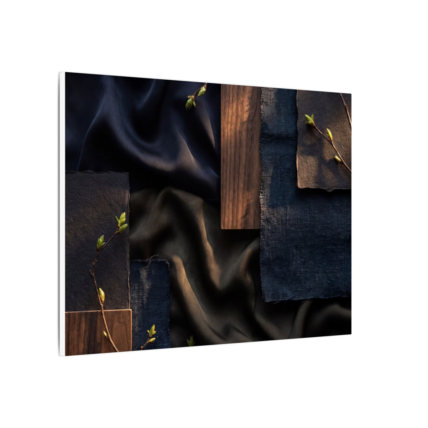 Silk Drape Spring Canvas Art | Dark Japandi Moody Design