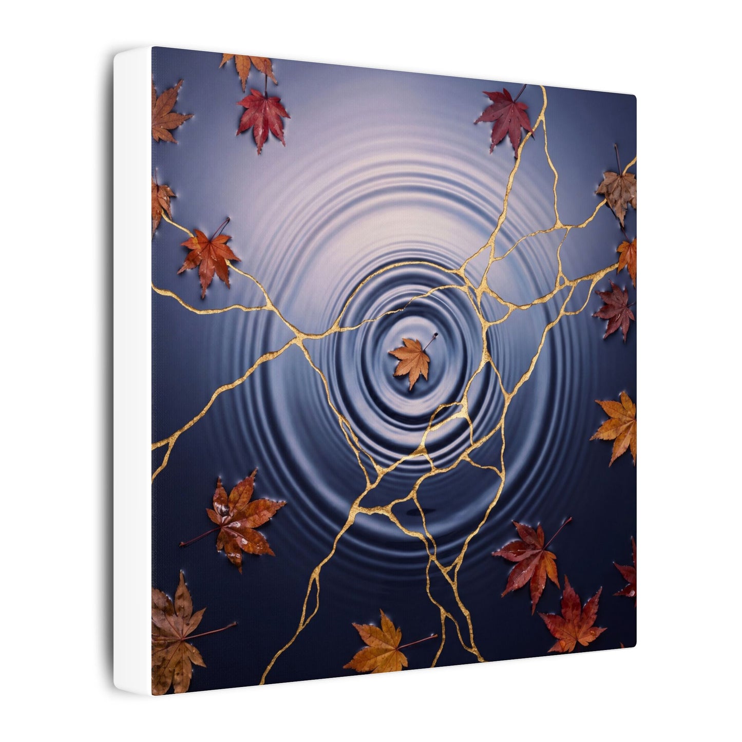 Kintsugi Water Ripple in Dawn | Gold Vein Canvas Art