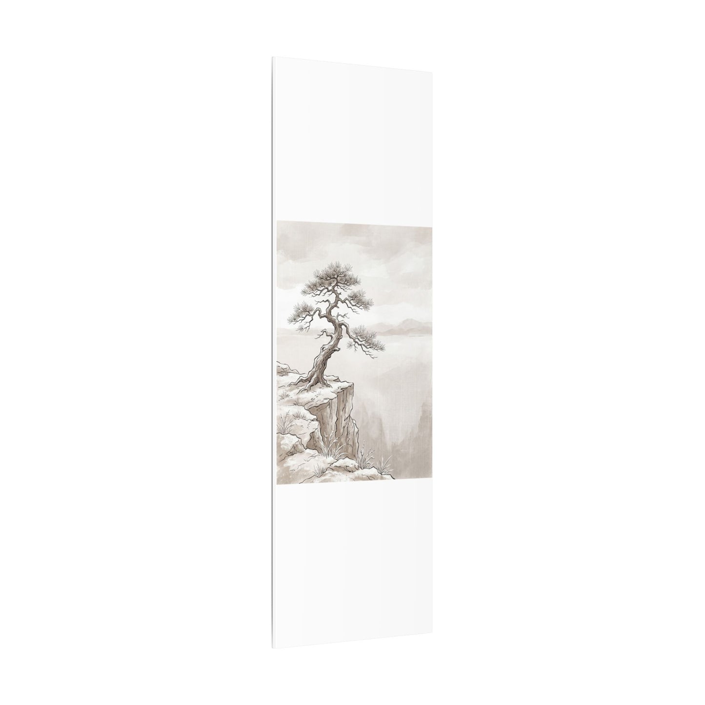 Neutral Pine Tree Canvas Art - Minimal Line Japandi
