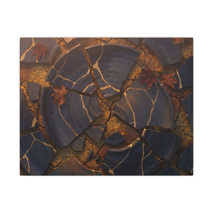 Autumn Cracked Earth Gold Repair Canvas Art | Philosophical Decor