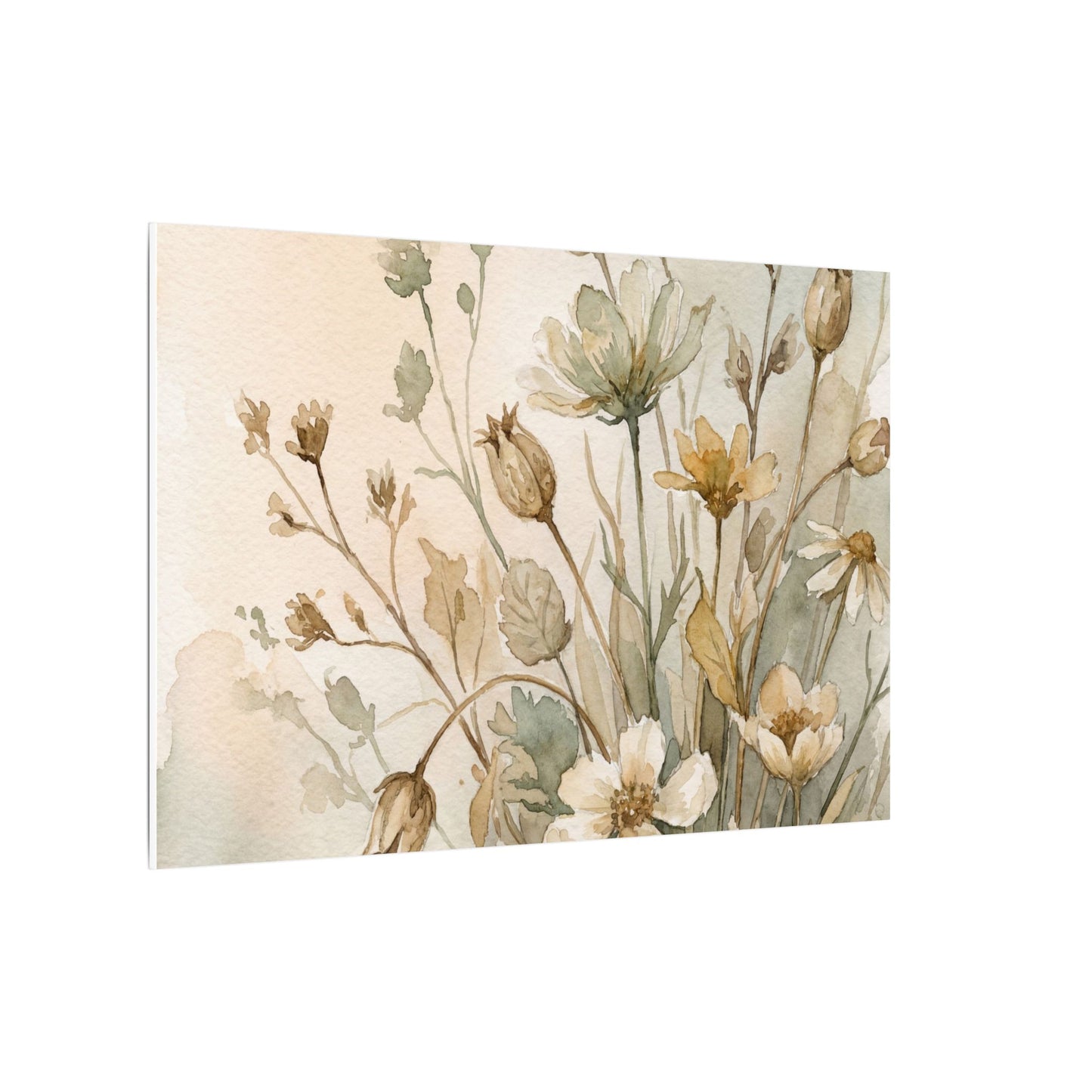 Summer Dried Flowers Watercolor Canvas Art | Elegant Decor Art Print