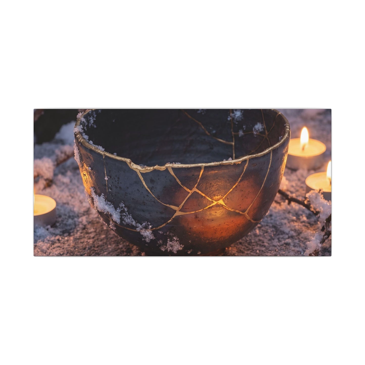 Ceramic Bowl Gold Repair Canvas Art | Beautiful Kintsugi Art