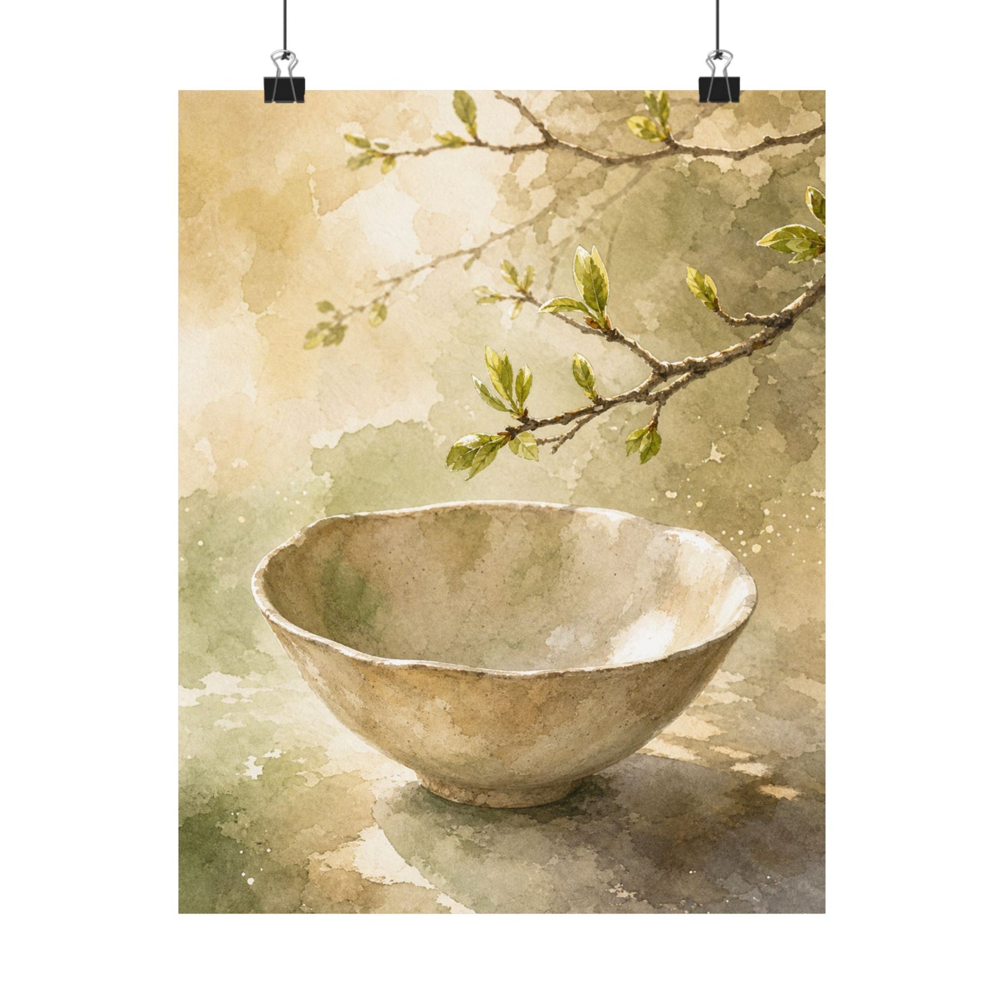 Neutral Ceramic Bowl Wall Art Print - Watercolor Japandi