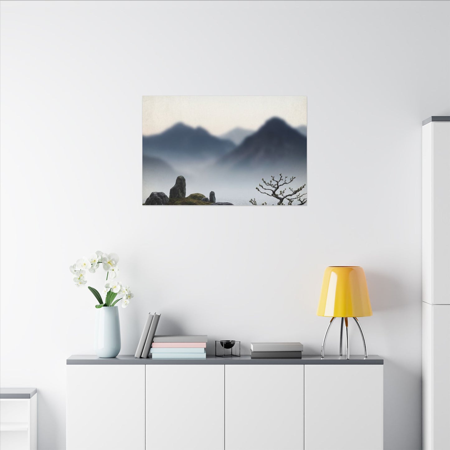 Mountain Mist Karesansui Canvas Art | Contemplative Zen Art