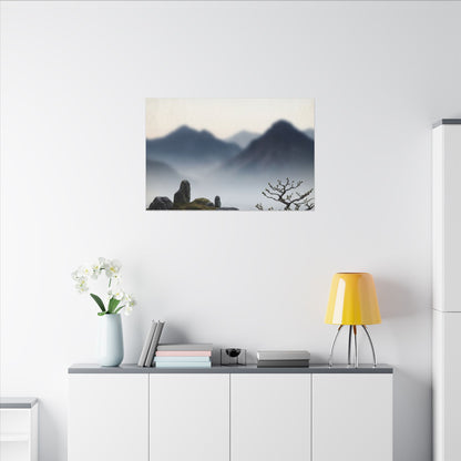 Mountain Mist Karesansui Canvas Art | Contemplative Zen Art