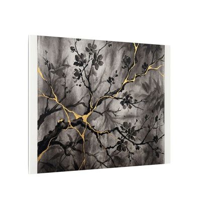 Kanso Cherry Blossom Canvas Art - Kintsugi Crackle Gold