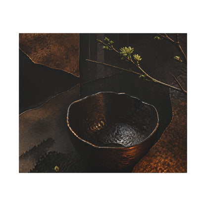 Atmospheric Ceramic Bowl Canvas Art - Shadow Zen Dark Japandi