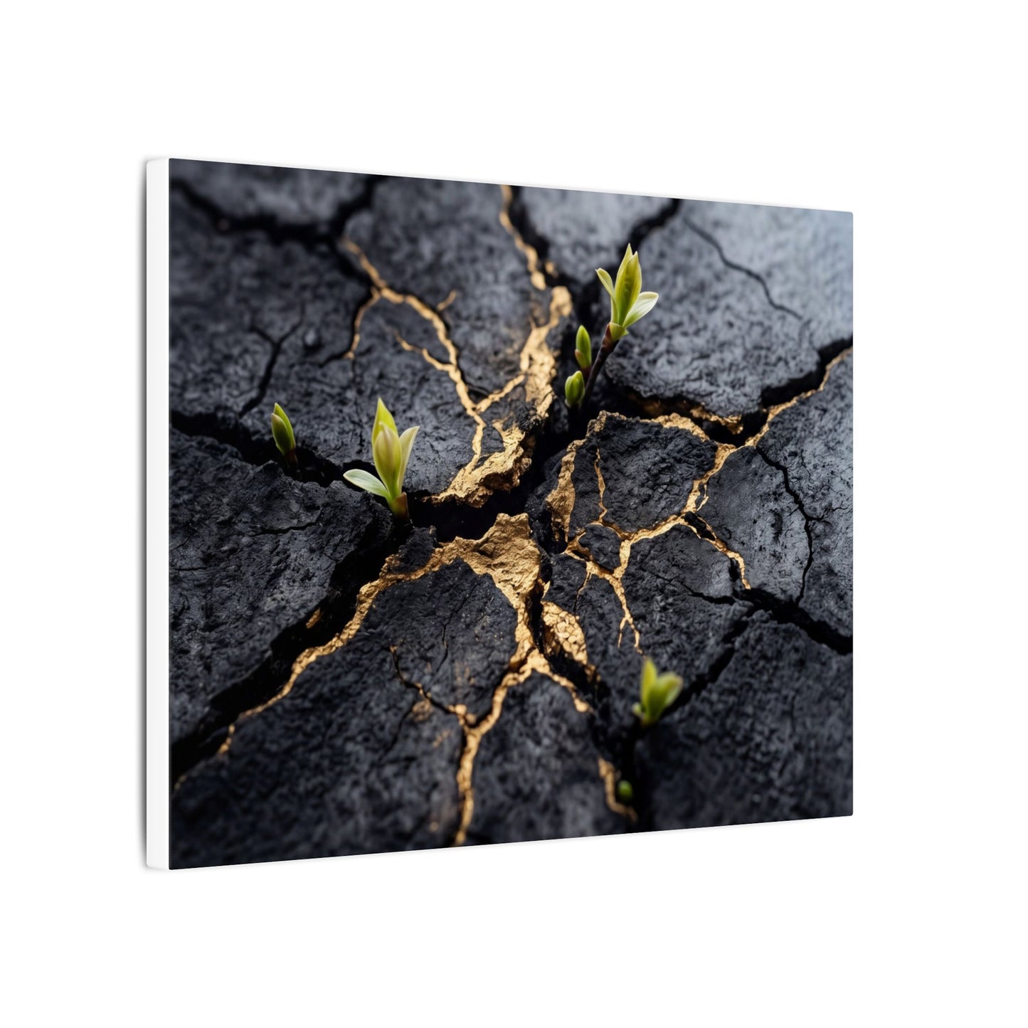 Ma Cracked Earth Canvas Art - Dark Japandi Charcoal Ink