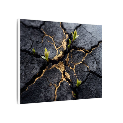 Ma Cracked Earth Canvas Art - Dark Japandi Charcoal Ink