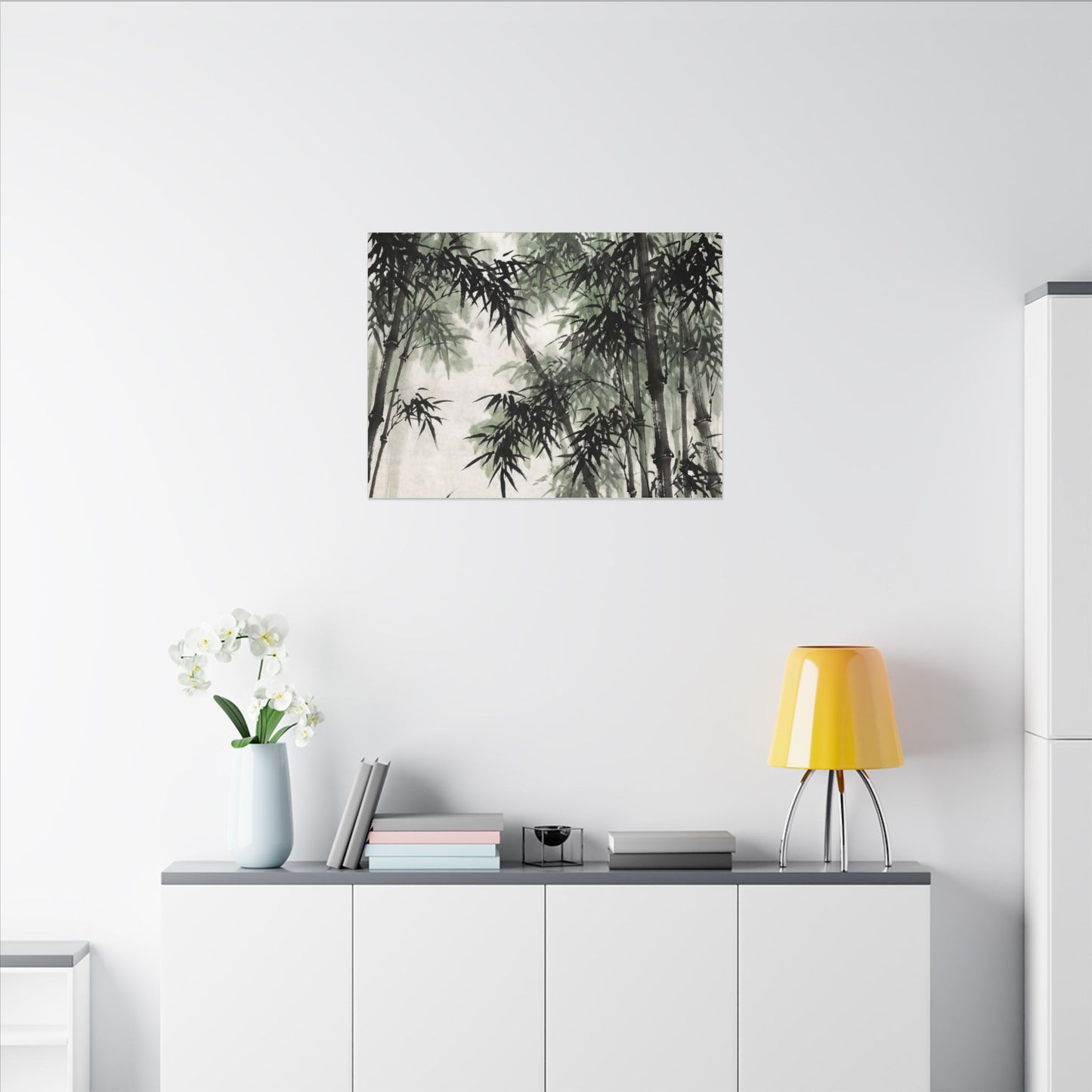 Zen Bamboo Grove in Overcast | Sumi E Canvas Art