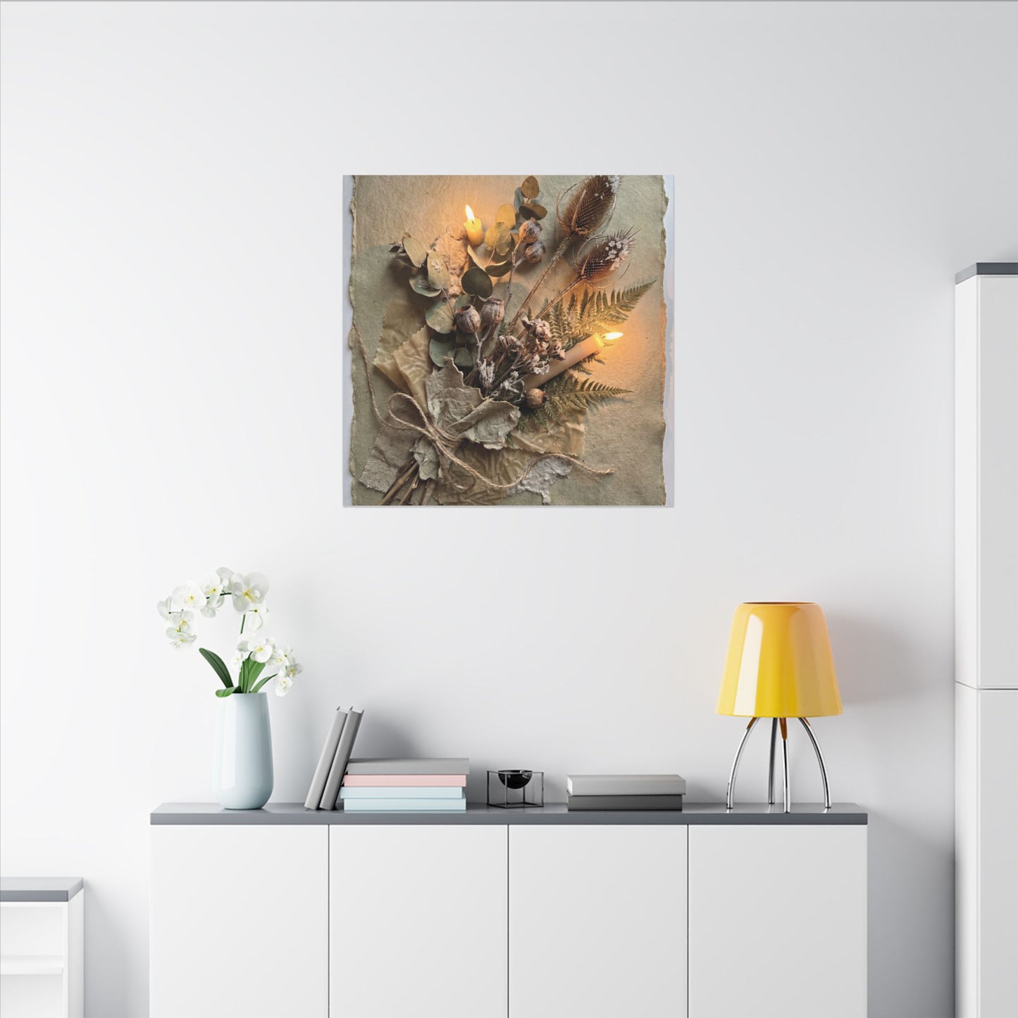Dried Flowers Texture Canvas Art | Warm Japandi Art