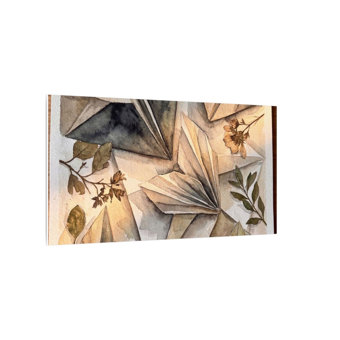 Golden Hour Paper Fold Canvas Art - Japandi Seijaku