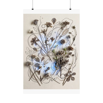 Neutral Dried Flowers Wall Art Print - Minimal Line Japandi Art Print