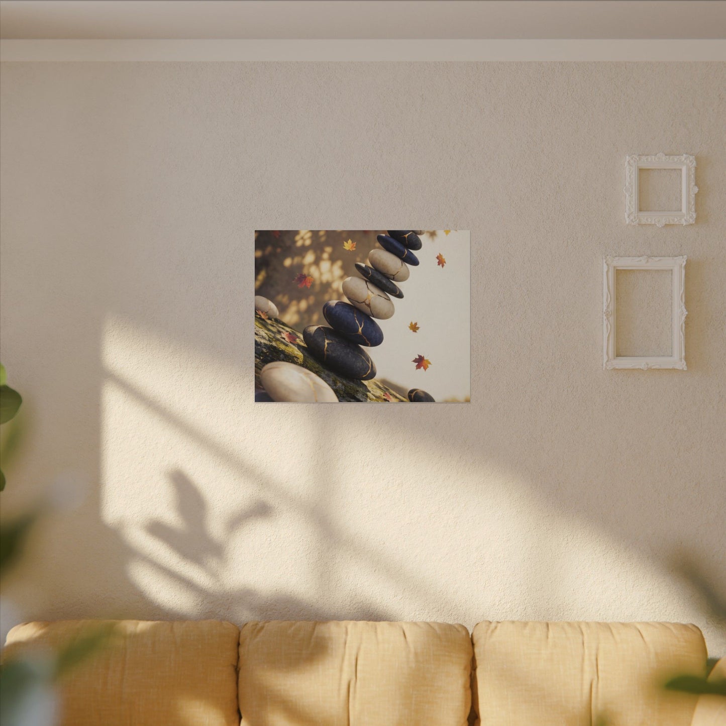 Ma River Stones Canvas Art - Kintsugi Gold Vein