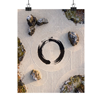 Seijaku Rock Garden Wall Art Print - Zen Enso