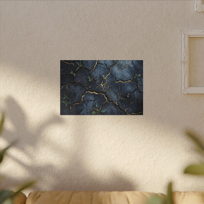 Cracked Earth Spring Canvas Art | Kintsugi Healing Design