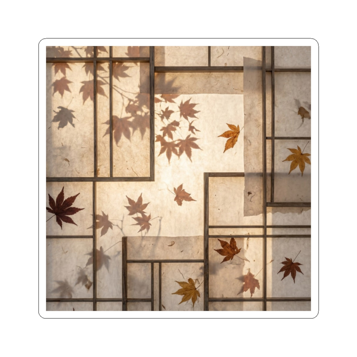 Shoji Screen Japanese Pattern Sticker | Warm Japandi Art Art Print